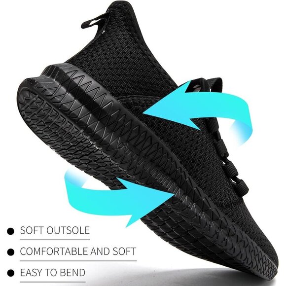 Mens Slip On Walking Shoes Mens Running Black Mesh Breathable Tennis Sneakers main image 6